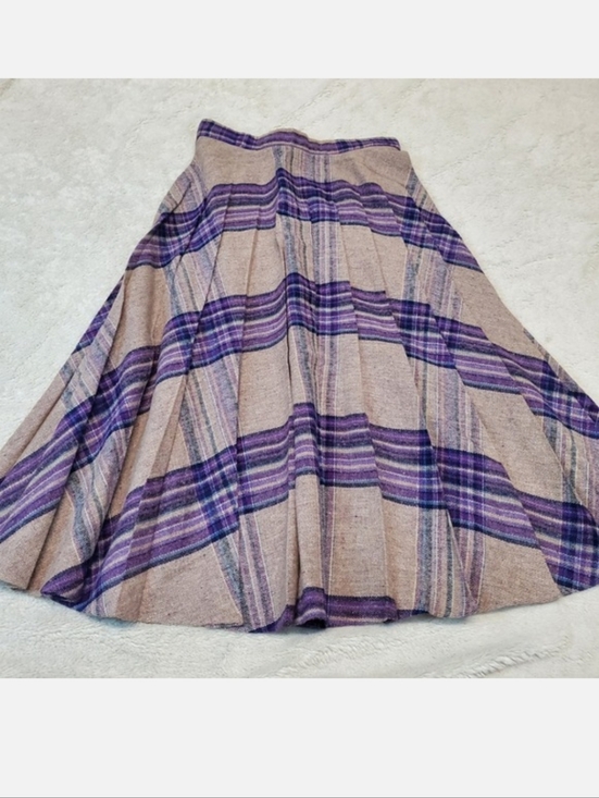 West Coast Connection Dresses & Skirts - Vintage West Coast Connection Gray Purple Plaid Wool Blend Skirt 7 Academia Twee